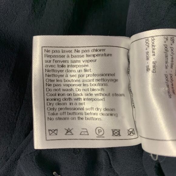 CHANEL Size 18 Black Navy Cotton Blend Shiny 3/4 Sleeves Coat - Picture 8 of 9